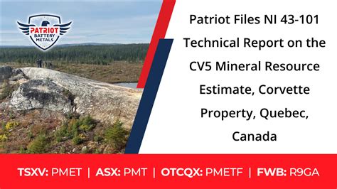 Patriot Files Ni Technical Report On The Cv Mineral Resource