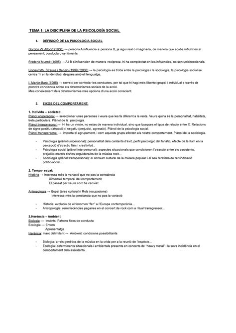 Psico Social 1r Parcial TEMA 1 LA DISCIPLINA DE LA PSICOLOGÍA SOCIAL