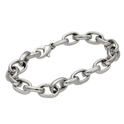 18ct White Gold Belcher Chain Bracelet Miltons Diamonds