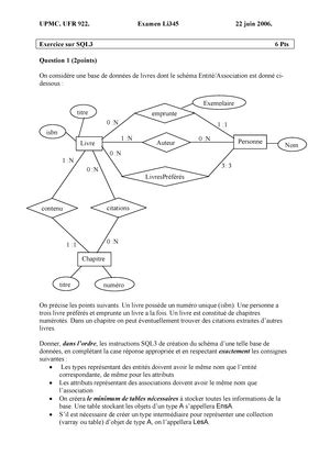 Td Plsql Corr Correction De Td De Pl Sql Exercice Soit Le Sch Ma