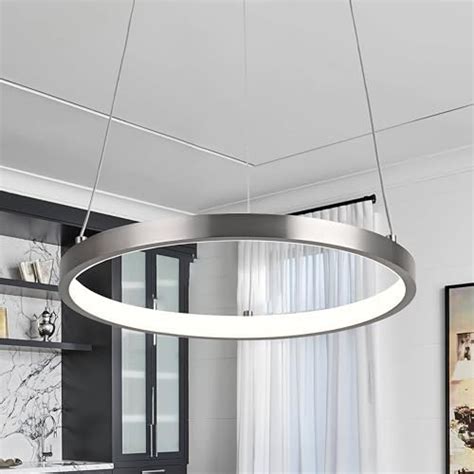 Mccokaige Nickel Led Ring Chandelier Modern Ring Pendant Light Ring