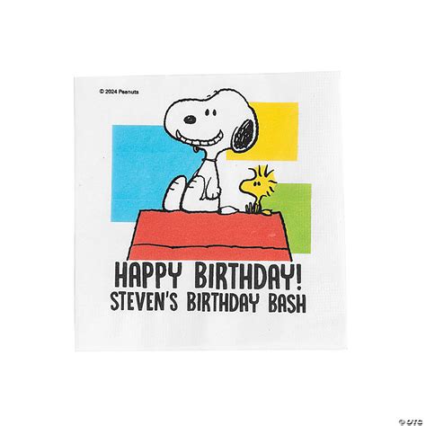 Bulk 50 Ct Personalized Peanuts® Snoopy And Woodstock Beverage Napkins