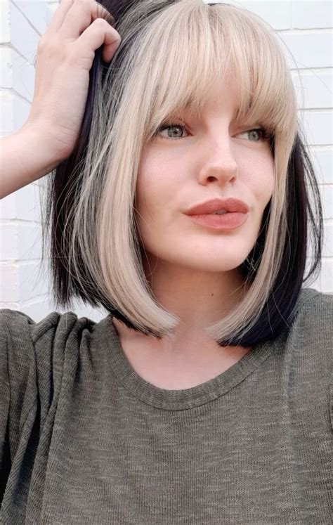 Dyed Bangs Blonde Bangs Blonde Streaks Blonde Color Hair Color