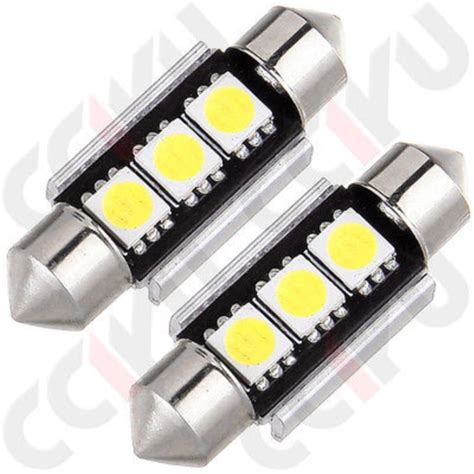 10pcs White Canbus Error Free Car LED License Plate Lights 36mm Festoon