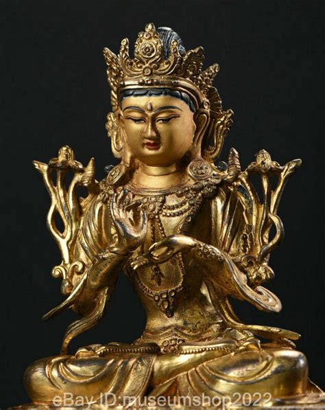 Old Tibet Buddhism Bronze Gilt Maitreya Bodhisattva Guan Yin