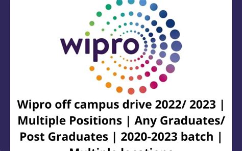 Wipro Off Campus Drive 2022 2023 Multiple Positions Any Graduates