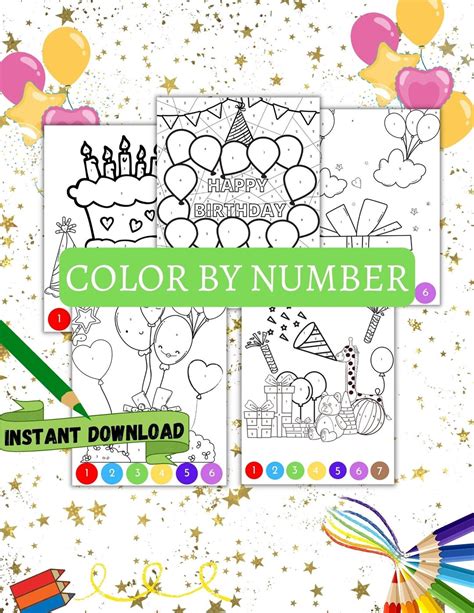 Color By Number Birthday Color By Number Coloring Game Printable