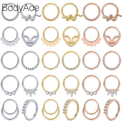 Bodyace Pc Stainless Steel Nostril Piercing Clicker Septum Piercings