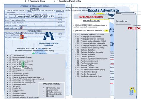 Lista De Material Escolar 2 Ano Fundamental Escola Pública - Lista de Material Escolar 2º Ano EF.1 | PDF | Conservação e materiais ...