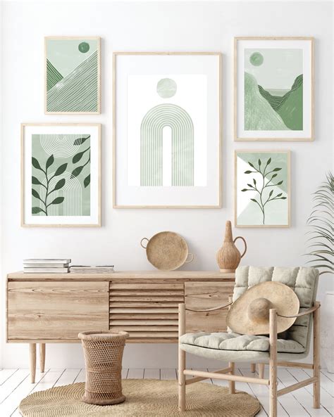 Sage Green Decor Abstract Printable Wall Art Set Of Prints