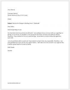 Employee Sample Letter Of Request To Change Work Schedule Letter