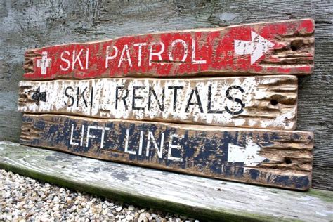 Rustic Ski Sign Set Wood Ski Trail Sign Ski Patrol Ski Etsy Ski