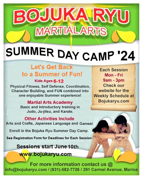 Its Time For Our Annual Martial Arts Summer Day Camp Bojuka Ryu