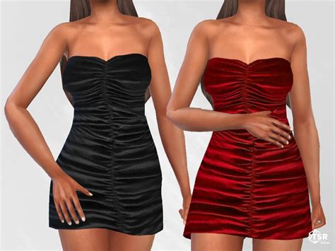 The Sims Resource Strapless Velvet Party Dresses