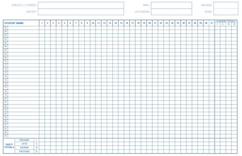 School Attendance List Templates | 10+ Free Word, Excel & PDF