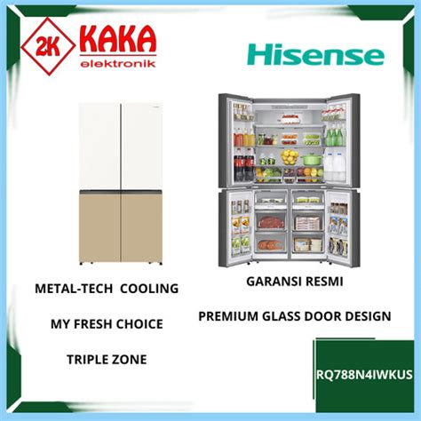 Jual HISENSE RQ788N4IWKUS KULKAS SIDE BY SIDE 4 GLASS DOOR 670L