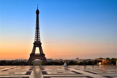 Eiffel Tower at sunrise. stock image. Image of international - 131478775