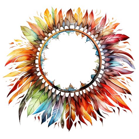 Native American Tribal Feather Watercolor Crown Ai Generative