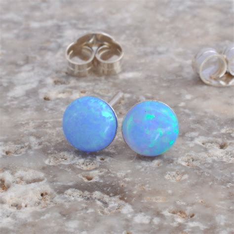 Blue Opal Stud Earrings Opal Earrings Opal Stud Earrings Etsy