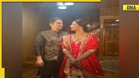 Tina Dabis Ex Husband Ias Athar Aamir Poses With Wife Dr Mehreen Qazi