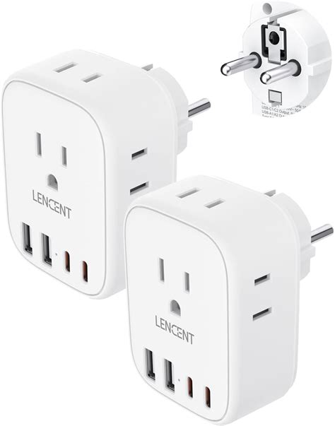 Lencent Pack Germany France Travel Power Adapter Schuko Type E F