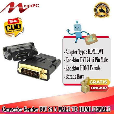 Jual Converter Gender Dvi 24 5 To Hdmi Lazada Indonesia