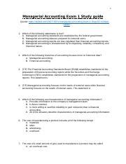 Managerial Accounting Exam Study Guide Docx Managerial Accounting