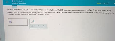 Solved Aqueous Hydrochloric Acid Hcl Will React With Chegg