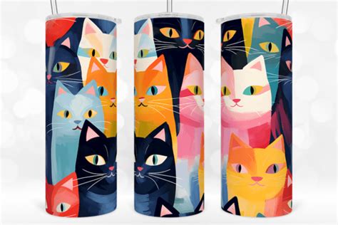 Oz Cute Cats Tumbler Wrap Sublimation Graphic By Tintin Design