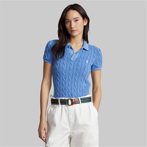 Polo Ralph Lauren Womens Cable Knit Polo Shirt 211891579003 Fuel