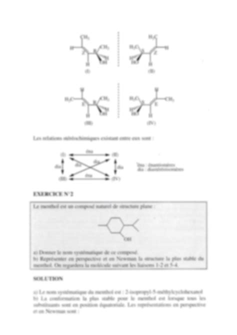 Solution Exercices R Solus En Chimie Organique Les Dif Rents Cas D