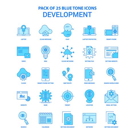 Development Blue Tone Icon Pack Icon Sets Vector Art At