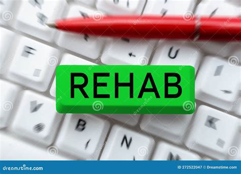 Hand Writing Sign Rehab Word Written On Course Treatment For Drug