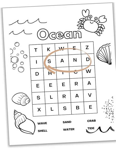 Printable Ocean Word Search PrintableLib