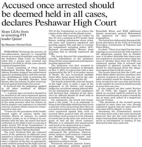 Dawn Epaper Jan Accused Once Arrested Should Be Deemed