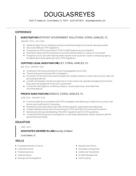 Investigator Resume Examples And Tips Zippia