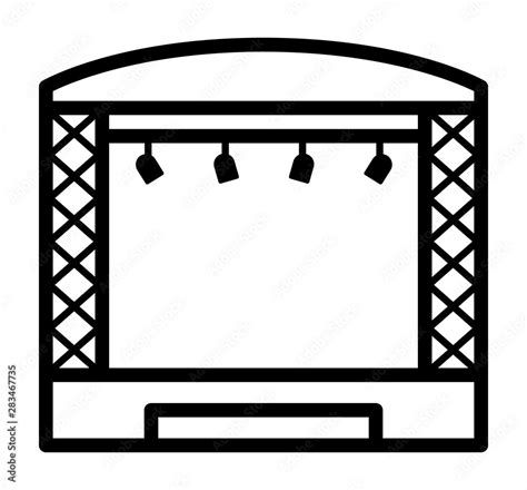 Theatrical musical concert stage with lights line art vector icon for ...