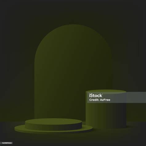 3d Dark Green Color Podium And Minimal Dark Green Color Wall Scene 3d