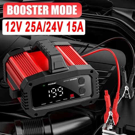 Smart Car Battery Charger 25a 15a 12v 24v Pulse Repair With Car Booster Mode Lithium Agm