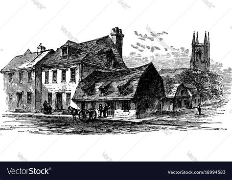 Old houses in newport vintage Royalty Free Vector Image