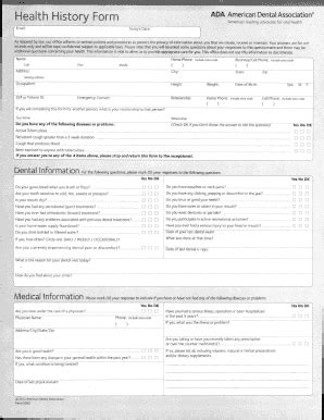 Fillable Online Health History Bformb Mark Strandburg Bdentalb Fax