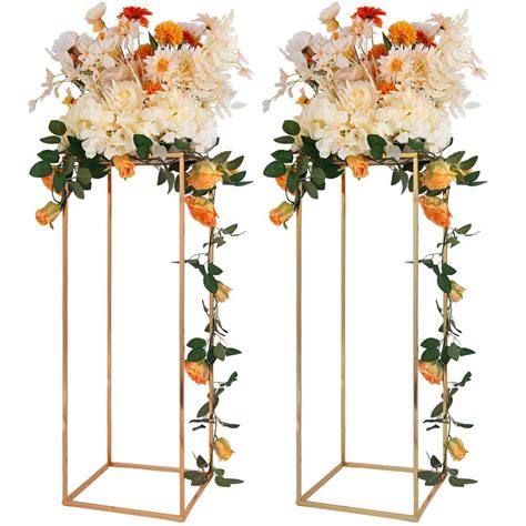 Matte Gold Metal Geometric Flower Stand Pedestal Table Centrepiece