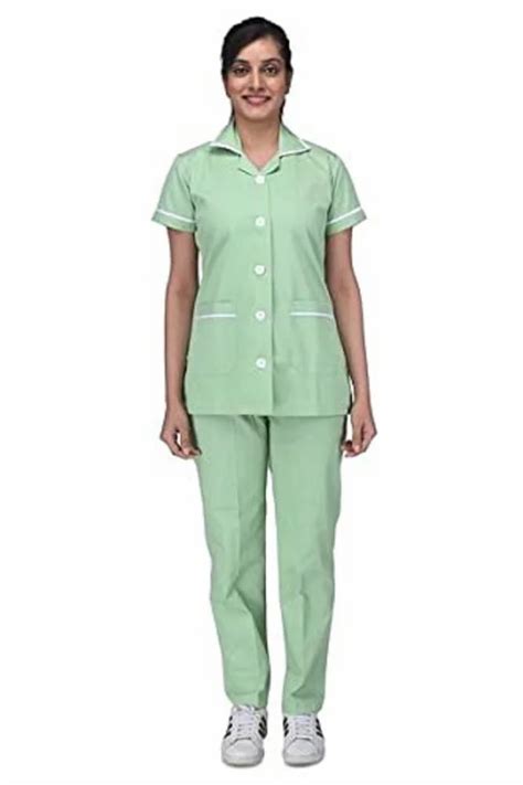 Female Plain Medi Ap Light Green Nurse Uniform Set For Medical Size