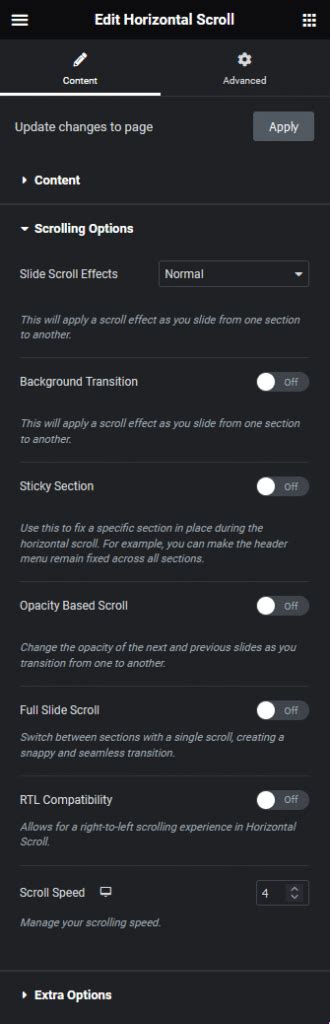 Horizontal Scroll Elementor Widget Settings Overview The Plus Addons