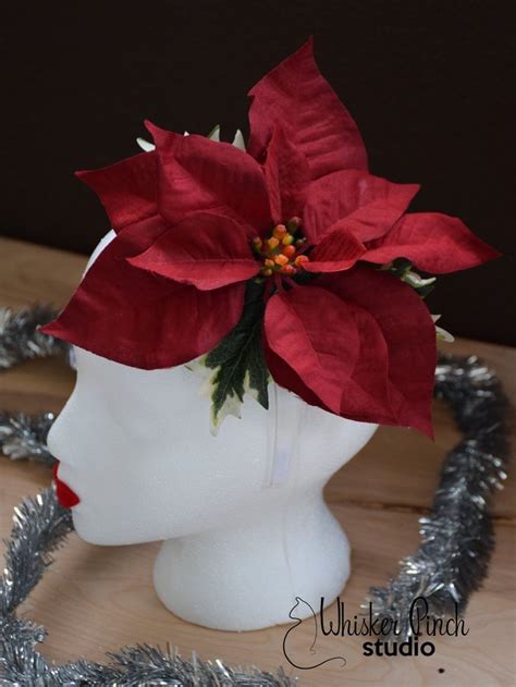 Christmas Fascinator Big Red Poinsettia Headband Holiday Etsy