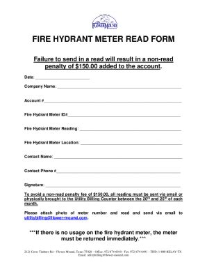 Fillable Online Fire Hydrant Meter Read Form Flower Mound Fax Email