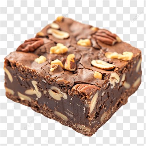 Tasty Walnut Brownies Isolated On Transparent Background Fudgy