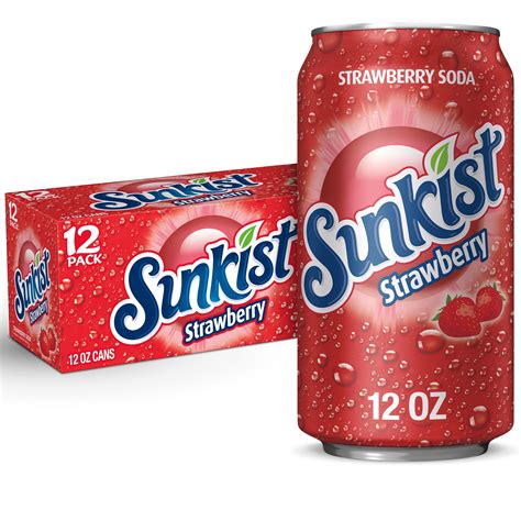 Sunkist Caffeine Free Strawberry Soda Pop 12 Fl Oz 12 Pack Cans