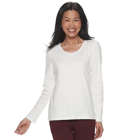 Womens Croft And Barrow® Essential Long Sleeve V Neck Tee V Neck Tops