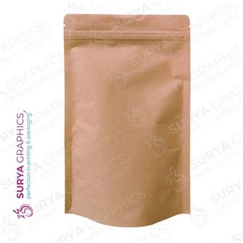 Brown Kraft Paper Stand Up Zipper Pouch For Packaging At Rs 11 64